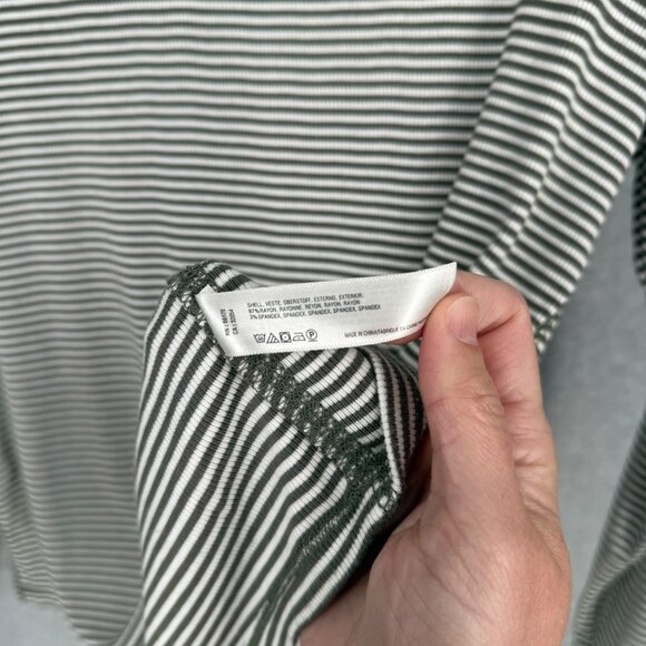 Anthropologie Pure Good Striped Cowl Neck Top Size XL Army Green White Rib Knit - Picture 7 of 11